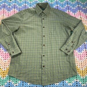 EUC Orvis Classic Fit Olive Green Plaid Men's Button Down Casual Shirt Medium M